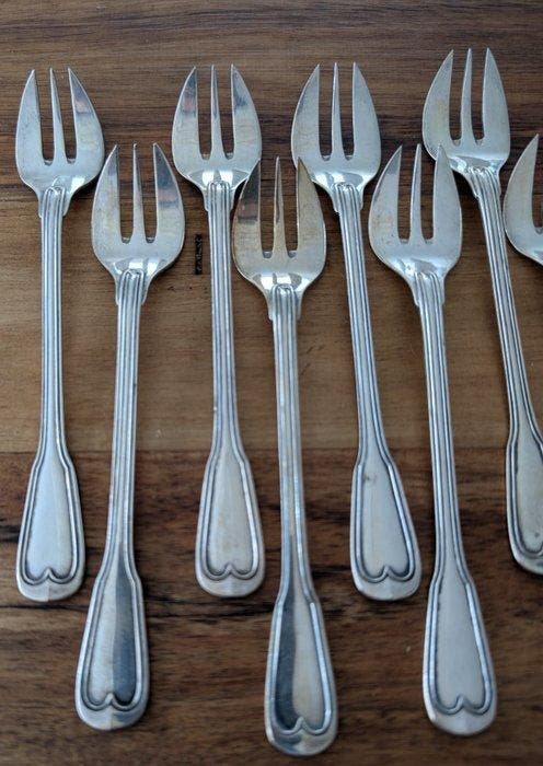 Delheid Frères - Antieke Brusselse zilveren dessertvorken, Antiek en Kunst, Antiek | Zilver en Goud