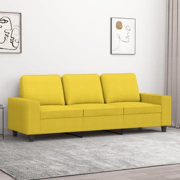 vidaXL Driezitsbank / zetel 180 cm stof lichtgeel, Verzenden