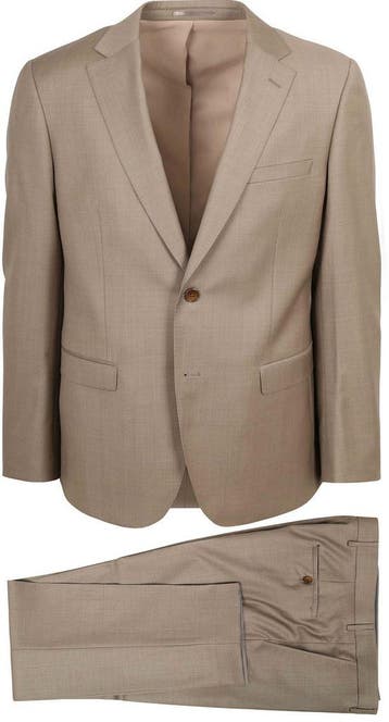 Suitable Kostuum Sharkskin Wol Sand maat Overige maten Heren, Kleding | Heren, Verzenden, Beige, Nieuw, Overige maten