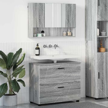 vidaXL Badkamermeubel Set 2 st Grijs Sonoma 76,5 x 35 x 64, Verzenden