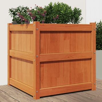 vidaXL Plantenbak 60x60x60 cm massief grenenhout wasbruin, Tuin en Terras, Verzenden, Nieuw