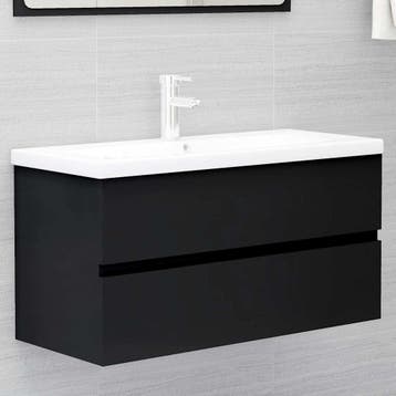 vidaXL Wastafelkast 90x38,5x45 cm bewerkt hout zwart, Verzenden, Nieuw