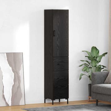 vidaXL Highboard met lade Zwart Eiken 34,5 x 34 x 180 cm, Verzenden