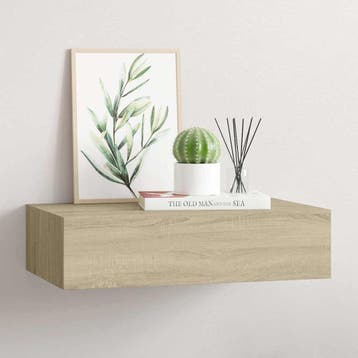 vidaXL Wandschap met lade 40x23,5x10 cm MDF eikenkleurig, Huis en Inrichting, Verzenden, Nieuw