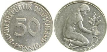 Duitsland Fehlpraegung 50 Pfennig 1950 J auf fremden Rohling, Verzenden