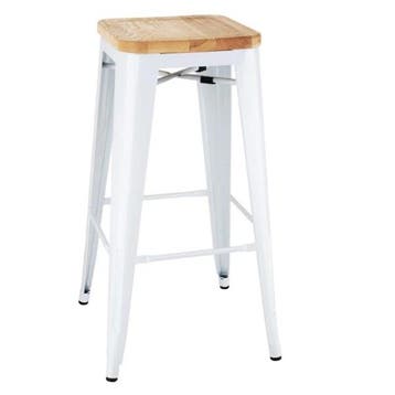 Barkrukken | BISTRO | Hout/Staal | Hout (Essen) | Wit Frame, Verzenden