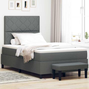 vidaXL Boxspring bed met hoofdeinde Donkergrijs 120 x 200 cm, Verzenden, Nieuw