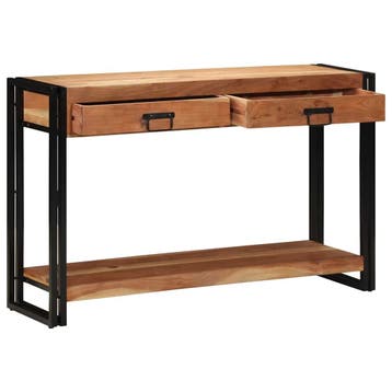 vidaXL Wandtafel met lade Bruin 120 x 33 x 75 cm Massief, Huis en Inrichting, Tafels | Bijzettafels, Verzenden, Nieuw