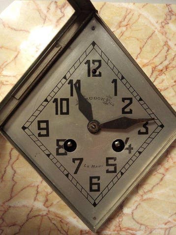 Marmer Pendule - Jeudon & Fils - Art nouveau Marbre, Laiton, Antiek en Kunst