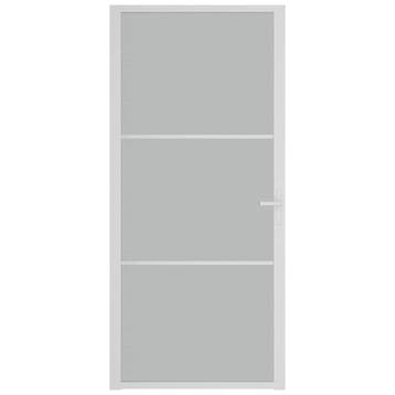 vidaXL Binnendeur 93x201,5 cm matglas en aluminium wit, Verzenden