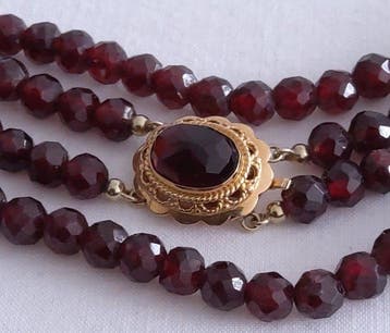 Collier - 14 carats Or jaune - grenat facetté, Bijoux, Sacs & Beauté, Colliers