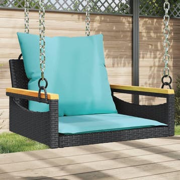 vidaXL Schommelbank met kussens 63x62x40 cm poly rattan, Verzenden