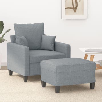 vidaXL Fauteuil met voetenbank / zetel 60 cm stof lichtgrijs, Verzenden