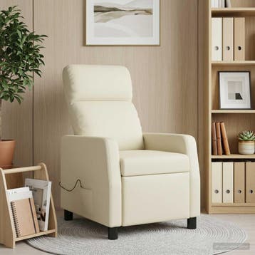 vidaXL Massage Relaxstoel Crèmekleurig Kunstleer, Verzenden, Nieuw
