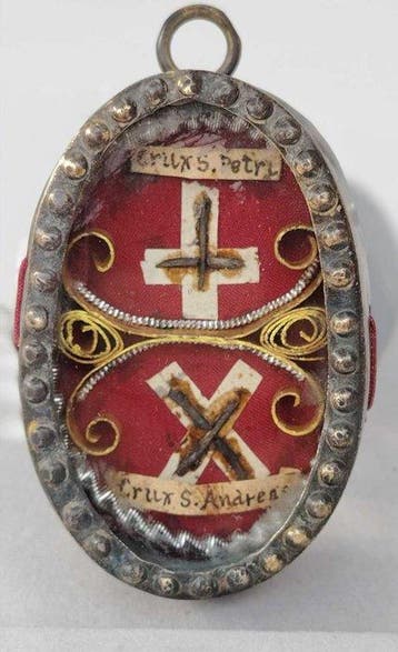 Reliekhouder - Messing, Glas, Textiel - 1850-1900 -