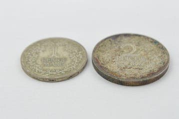 Duitsland, Weimar Republiek Set of 2 coins: 1 & 2 Reichsmark, Postzegels en Munten