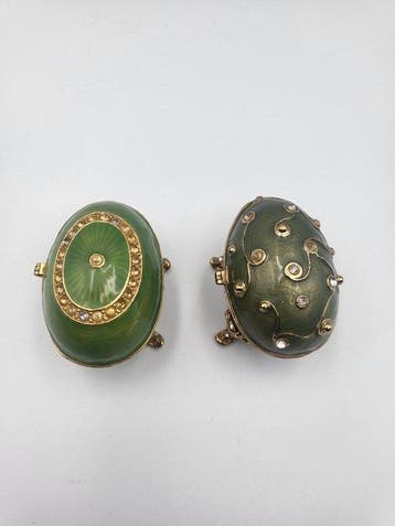 Lot de 2 élégantes boîtes à bijoux décoratives – Esprit œuf