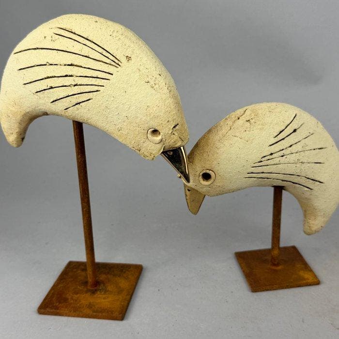 Ewa Budzowska - 2 parrots with 24carat gold), Antiquités & Art, Art | Objets design