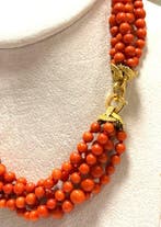 Halsketting - 18 karaat Geel goud Koraal - Rosso Sardegna, Handtassen en Accessoires, Nieuw