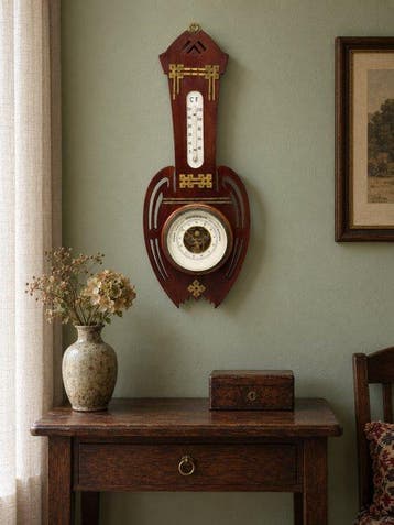 Sierlijke Jugendstil wandbarometer met thermometer –