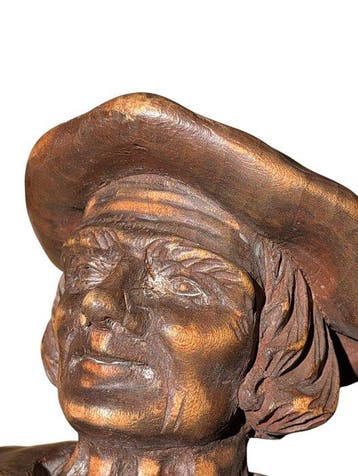 Buste, Wooden Buste - 9 cm - Bois, Antiquités & Art