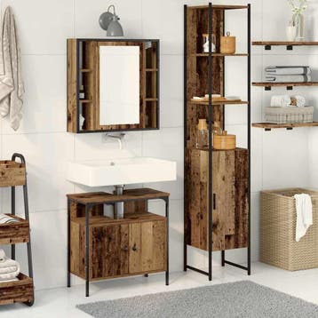vidaXL Badkamermeubel Set 3 st Oud Hout 33 x 33 x 185,5 cm, Huis en Inrichting, Badkamer | Badkamermeubels, Verzenden, Nieuw