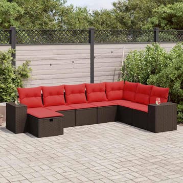 vidaXL 8-delige Loungeset met kussens poly rattan bruin, Verzenden, Nieuw, Loungeset