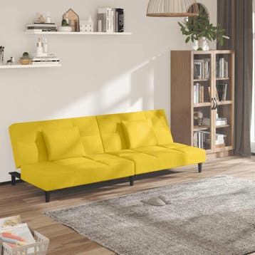 vidaXL Slaapbank / zetel 2-zits met 2 kussens fluweel geel, Verzenden, Nieuw