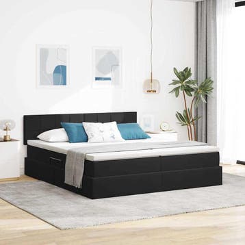 vidaXL LED opbergbed met matras Zwart 200 x 200 cm Fluweel, Verzenden