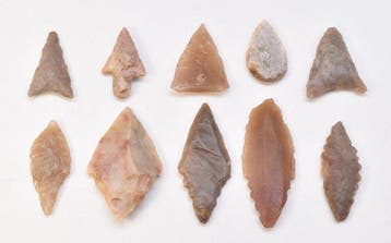 Neolithisch Jasper, Flint Prachtige 10 Arrowheads AA++