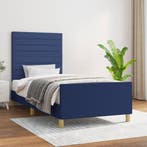 vidaXL Bedframe zonder matras 100x200 cm stof blauw, Verzenden, Nieuw