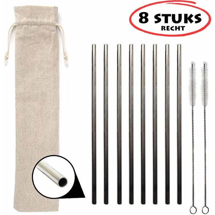 Fako Bijoux - RVS rietjes Set - Herbruikbaar - Herbruikbaar, Huis en Inrichting, Keuken | Bestek, Verzenden