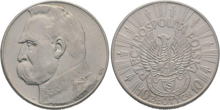 10 Zloty 1934 Polen Republik 1918-1939, Timbres & Monnaies, Monnaies | Europe | Monnaies non-euro, Envoi