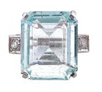 Ring Platina Aquamarijn - Diamant, Handtassen en Accessoires, Ringen, Nieuw