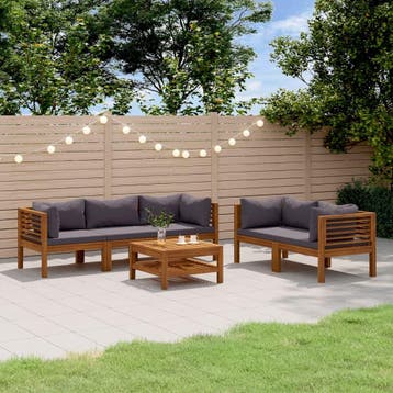 vidaXL 6-delige Loungeset met kussens massief acaciahout, Verzenden, Nieuw, Loungeset