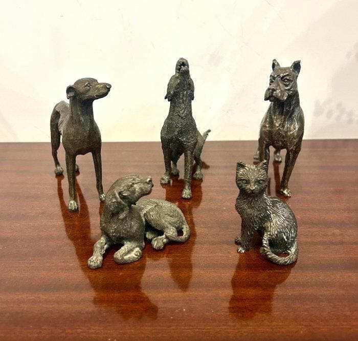 Cerreti e altro - Beeldje - Collezione Cani e gatto in, Antiek en Kunst, Antiek | Zilver en Goud