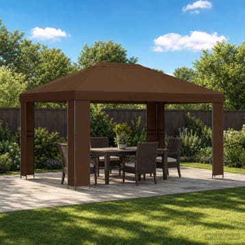 vidaXL Prieel 4 × 3 m Bruin Polyester en Staal 190 gsm, Verzenden, Nieuw