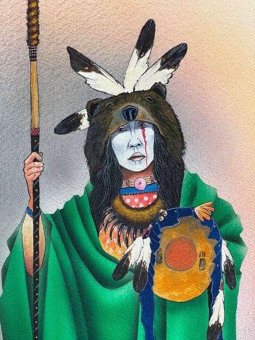 Als de beer nadert - Yellowman - Navajo - V.S., Antiek en Kunst, Kunst | Niet-Westerse kunst