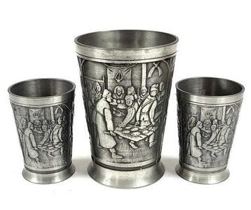 Vintage Daalderop tinnen Royal-bekers, set van 3, Verzenden, Nieuw
