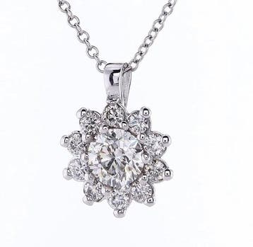 Zonder minimumprijs - Ketting met hanger - 14 karaat Witgoud