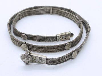 Oude Indiase riem met Lakshmi Charan - Zuid-India - Zilver -