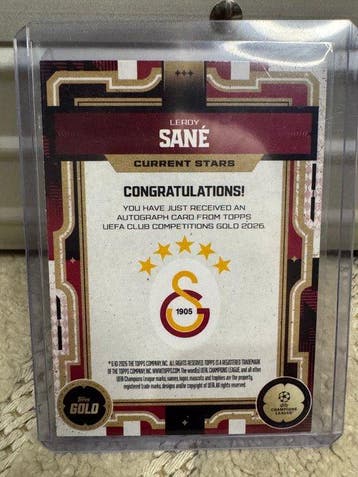 2023/24 Topps Finest Leroy Sane Gesigneerde kaart,, Nieuw