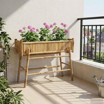 vidaXL Tuin Planter met houder Naturel 100 x 38 x 74 cm, Verzenden, Nieuw