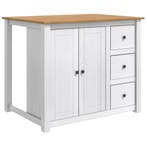 vidaXL Keuken Trolley PANAMA 2 pcs Wit en Honingwas 112 x 77, Huis en Inrichting, Verzenden, Nieuw