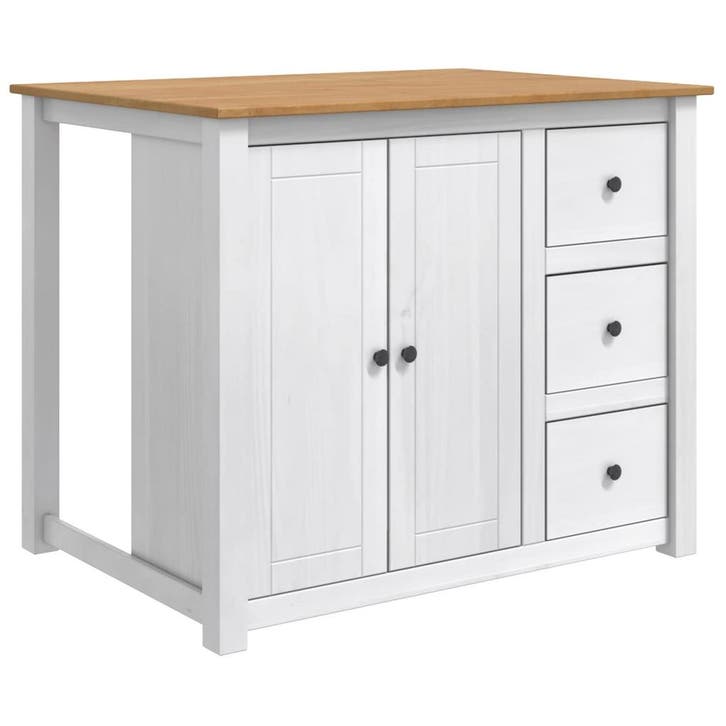 vidaXL Keuken Trolley PANAMA 2 pcs Wit en Honingwas 112 x 77, Huis en Inrichting, Overige Huis en Inrichting, Nieuw, Verzenden
