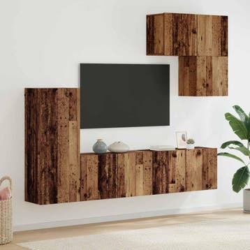 vidaXL TV Wand Eenheid 5 st Oud Hout Bewerkt hout, Verzenden, Nieuw