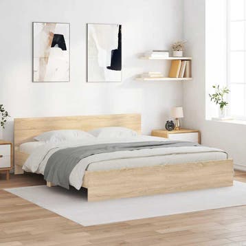 vidaXL Bedframe met hoofdeinde sonoma eikenkleur 180x200 cm, Huis en Inrichting, Slaapkamer | Bedden, Verzenden, Nieuw