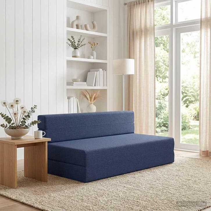 vidaXL Vouwbare Sofa Bed Blauw 152 x 86,5 x 60 cm Stof, Huis en Inrichting, Zetels | Zetels, Nieuw, Verzenden