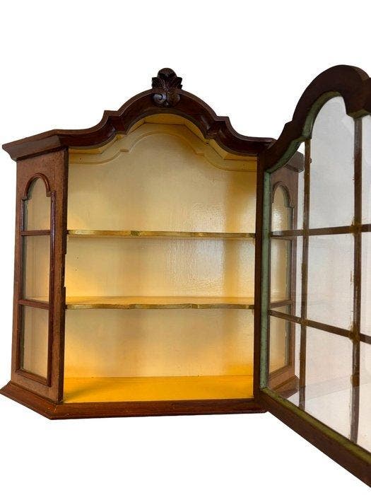 Armoire - Ronce de noyer, Verre - Petit placard mural, Antiek en Kunst, Curiosa en Brocante