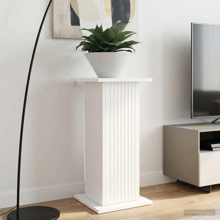 vidaXL Plantenstand 2 pcs Wit 30,5 x 30 x 60,5 cm Bewerkt, Tuin en Terras, Bloembakken en Plantenbakken, Nieuw, Verzenden